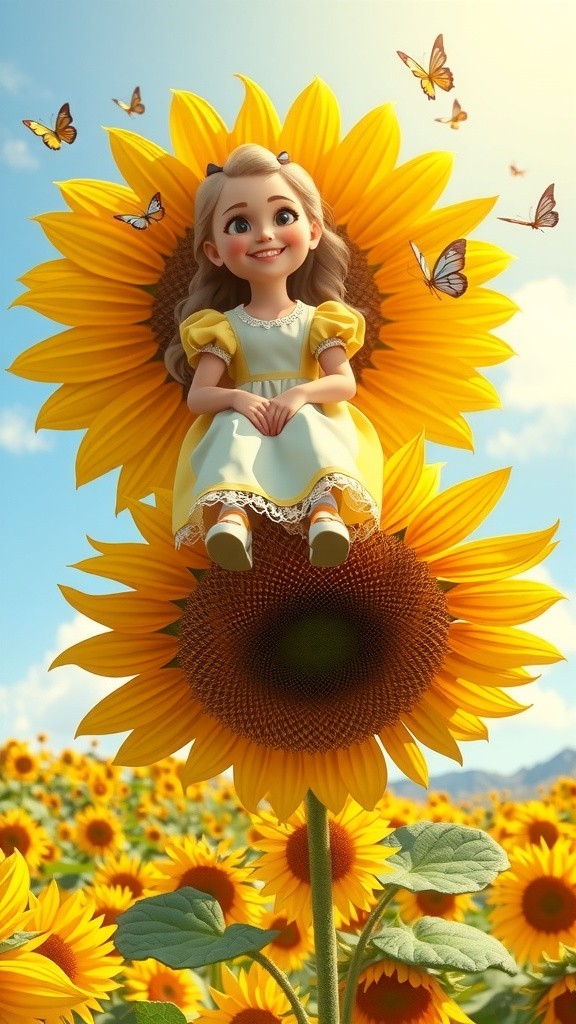 Whimsical Whistling with a Sunflower Girl