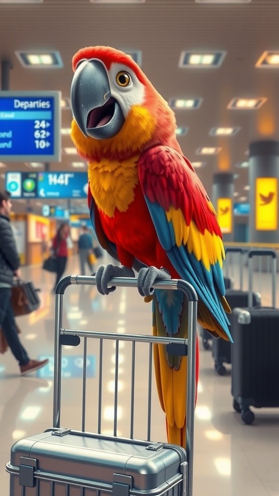 Parrot's Airport Adventure: Packed to the Brim!