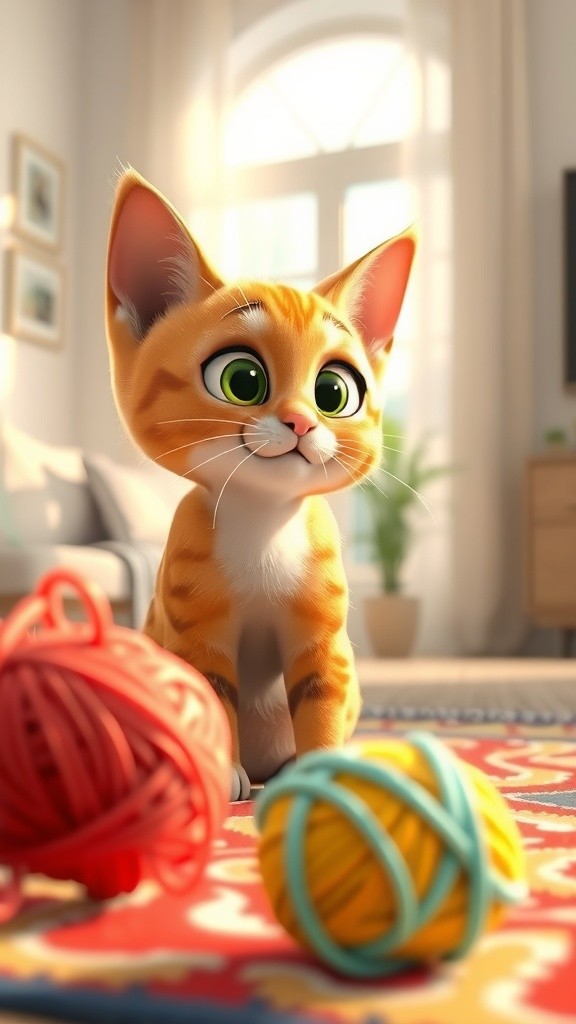 Anak Kucing Berbulu Oranye yang Menggemaskan