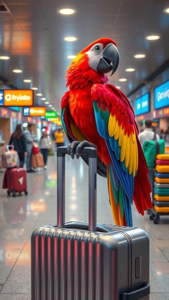 Parrot's Airport Adventure: Packing for Fun!