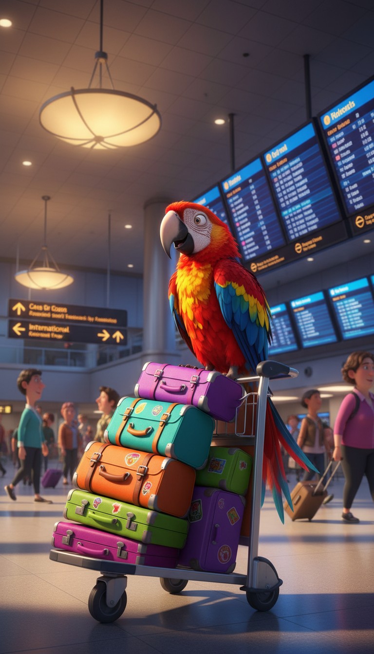 Parrot's Packing Adventure at the Airport!