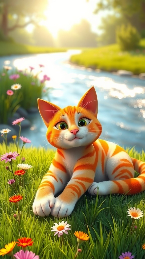 Gentle Guardian: The Cat and the Lost Duckling