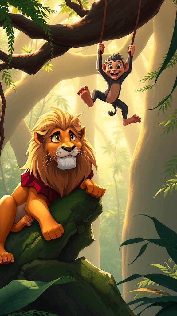 शेर और बंदर की मित्रता