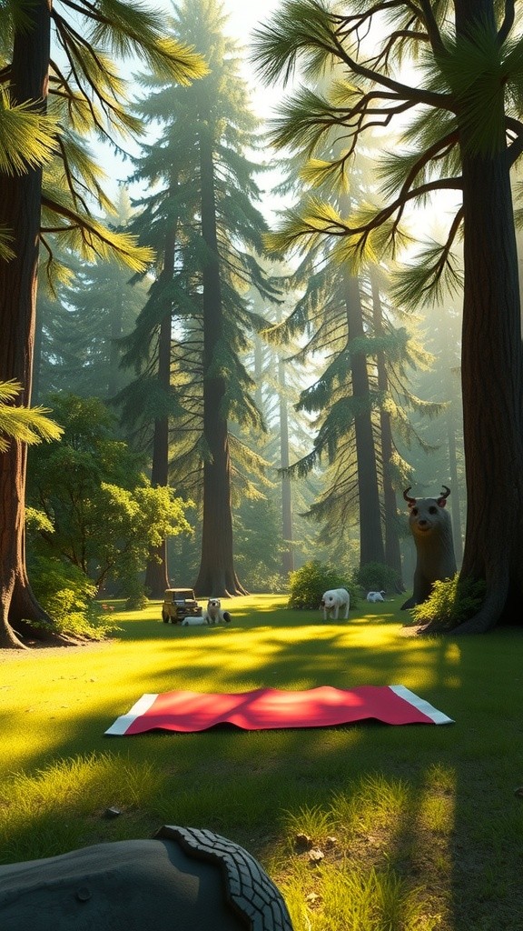 Spaghetti Snacking: A Feline Feast in the Forest!