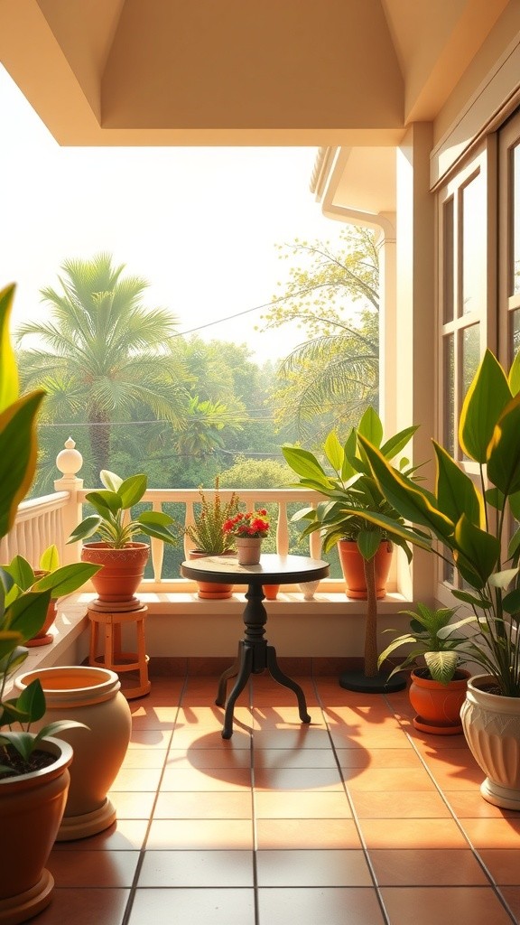 Anak Kucing Oranye Bermain Bola Benang di Teras Ceria