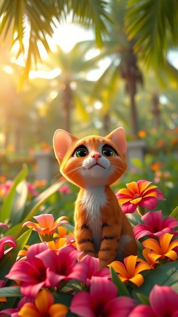 Petualangan Kucing di Taman Tropis