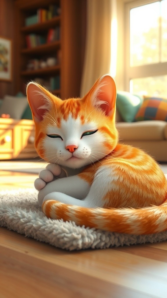 Kucing Lucu Bermain dengan Benang Warna-Warni