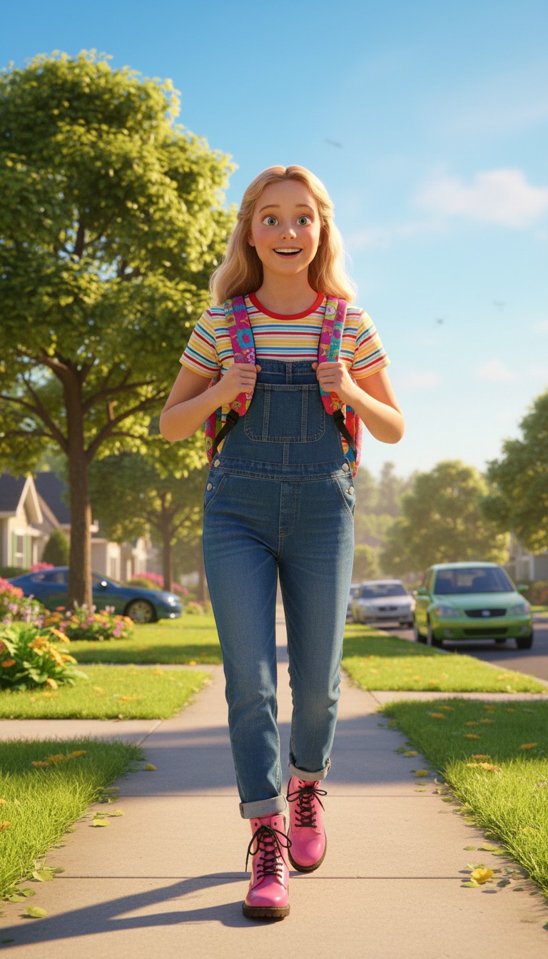 Little Girl's Journey to School