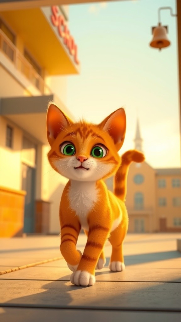 स्कूल जाती बिल्ली की प्यारी यात्रा