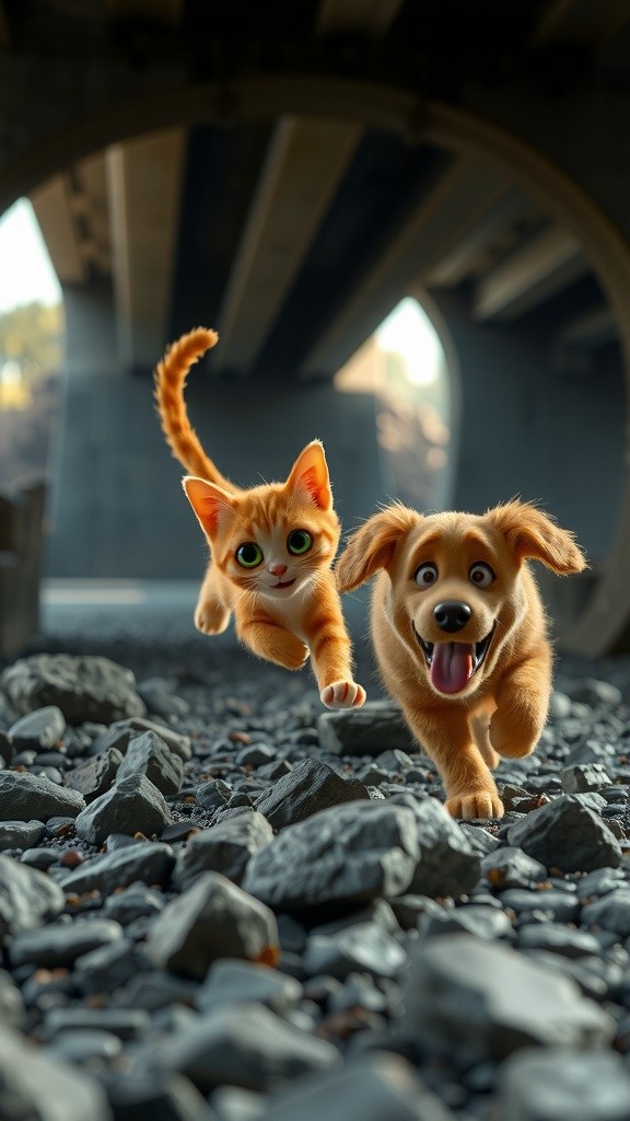 Cats and Dogs: A Chase Under the Bridge