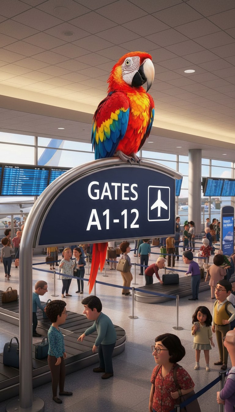 Parrot's Packed Adventure at the Airport!