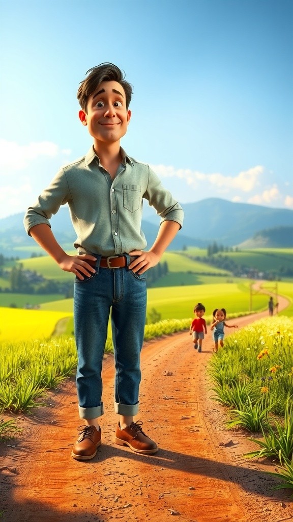 A Farmer and Playful Children