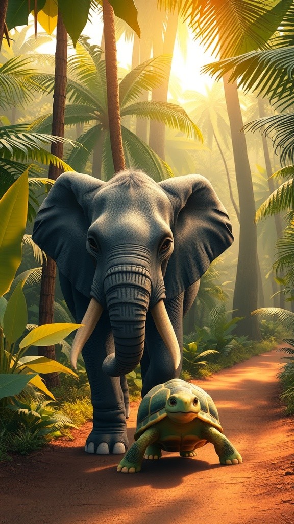 Walking Together: The Tale of the Elephant and the Turtle