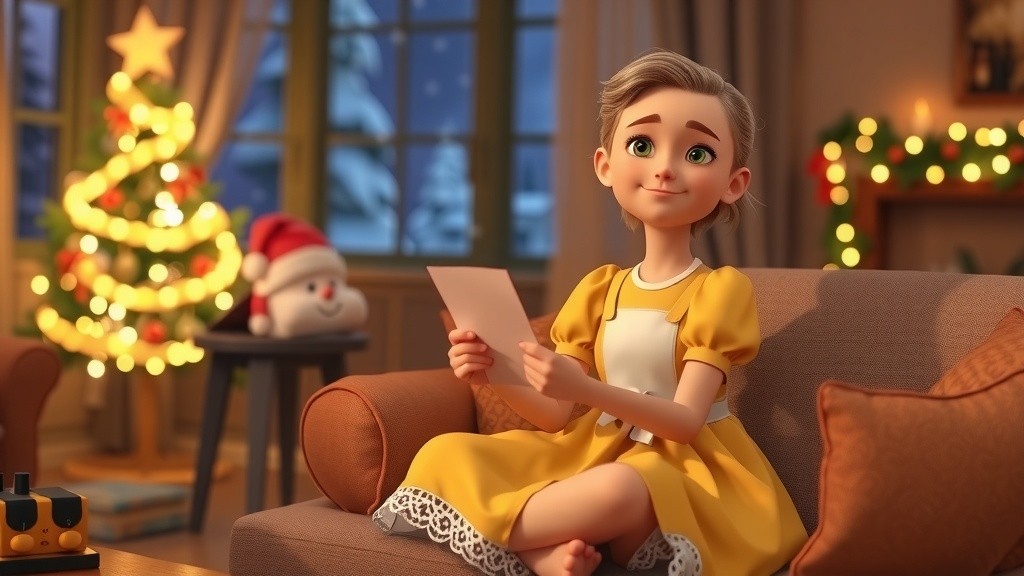 A Girl, Her Adorable Cat, and Santa Celebrate Christmas