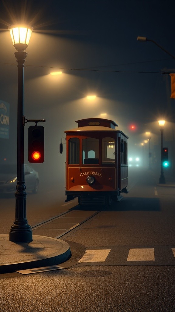 Nighttime California Street Scene