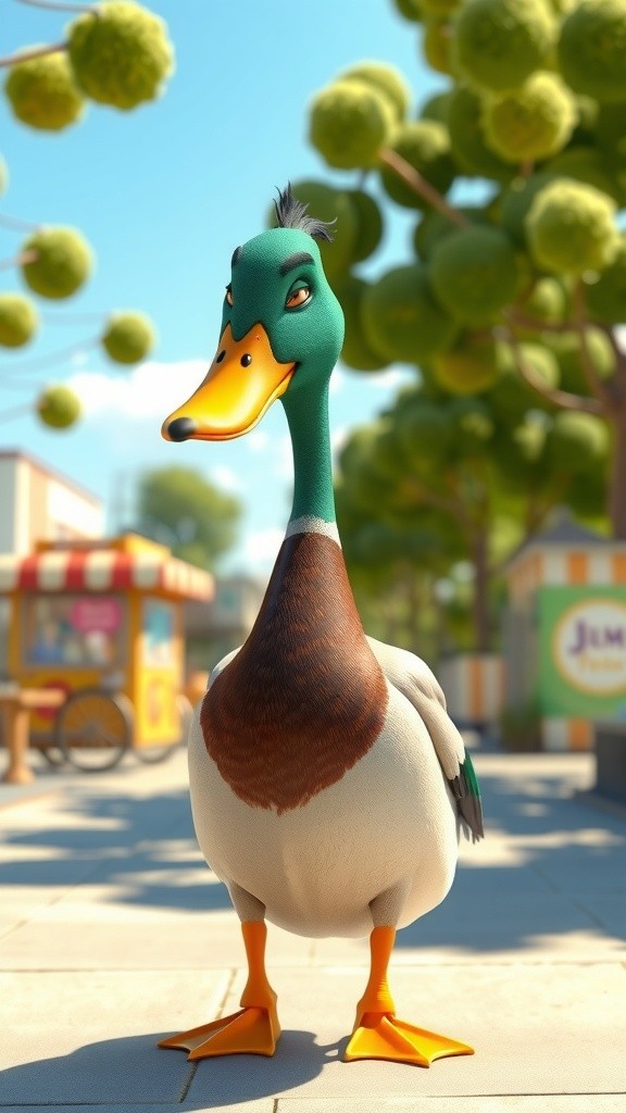 A Lonely Journey of a Cute Yellow Baby Duck and a Melting Ice Cream