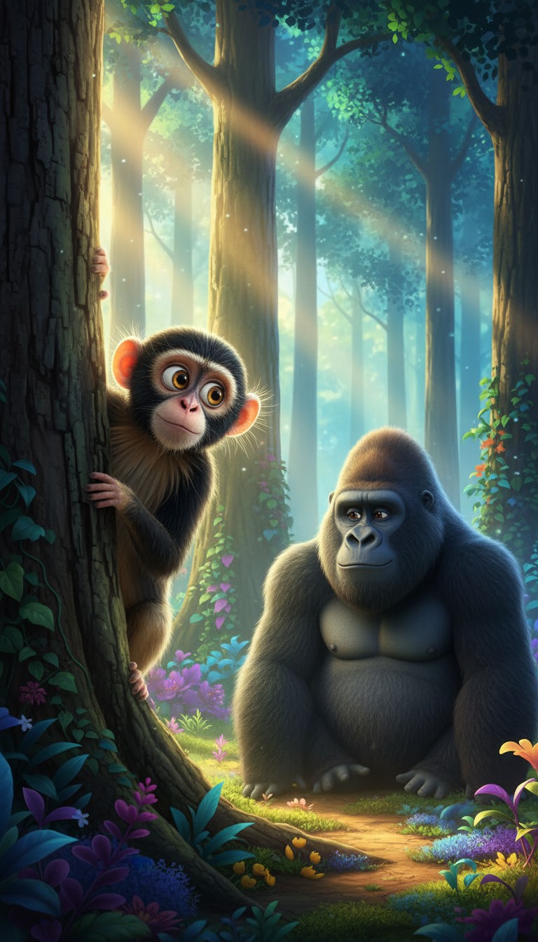 The Friendship of Monkey and Gorilla