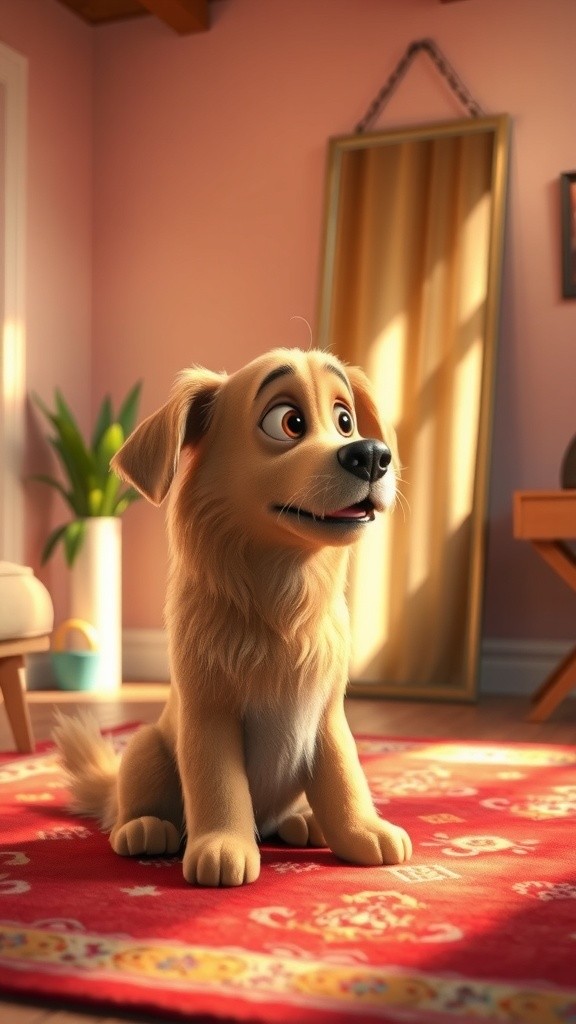 A Dog's Playful Reflection