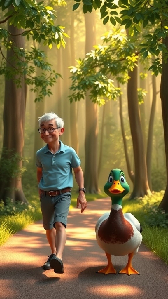 A Kid and His Big Hen