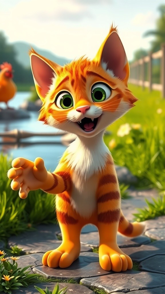 Cat, Hen, and Duck: A River Adventure