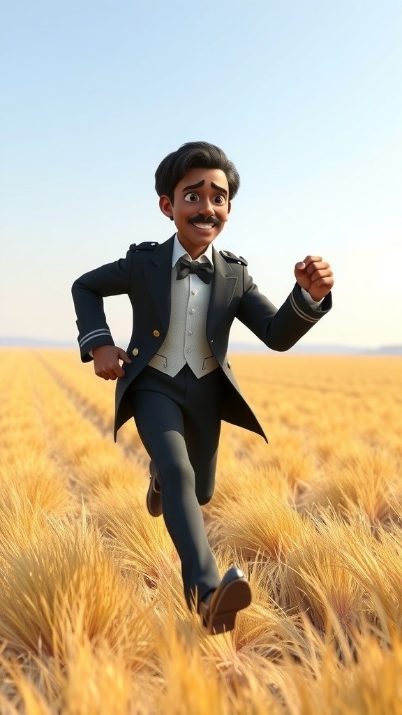 One Person Running in Army Dress