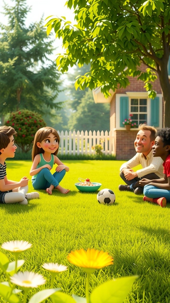 Wholesome Moments: Kids and Puppies Play in the Garden