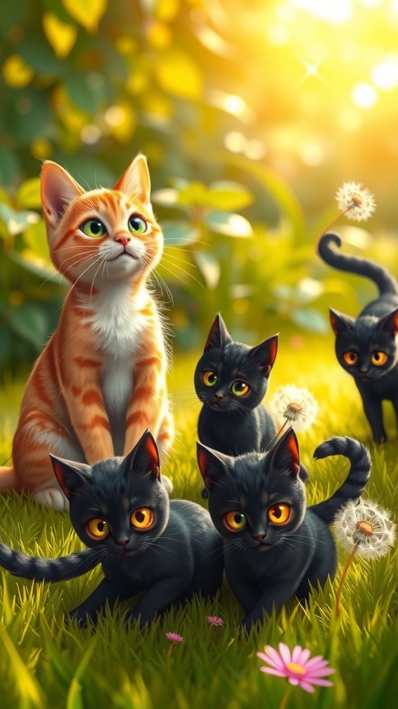 प्यारी बिल्ली परिवार का प्यार