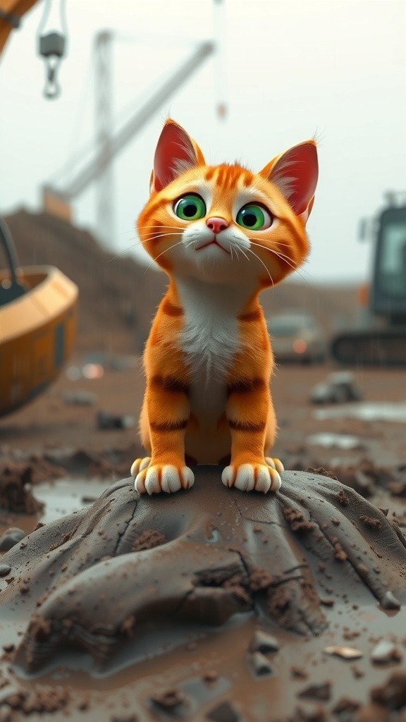 Kucing Pekerja Konstruksi: Pahlawan Hujan