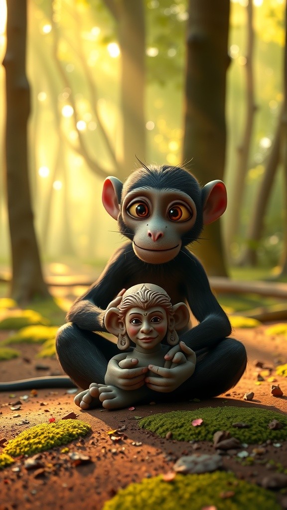 हनुमान जी और राक्षस की मूर्ति संघर्ष