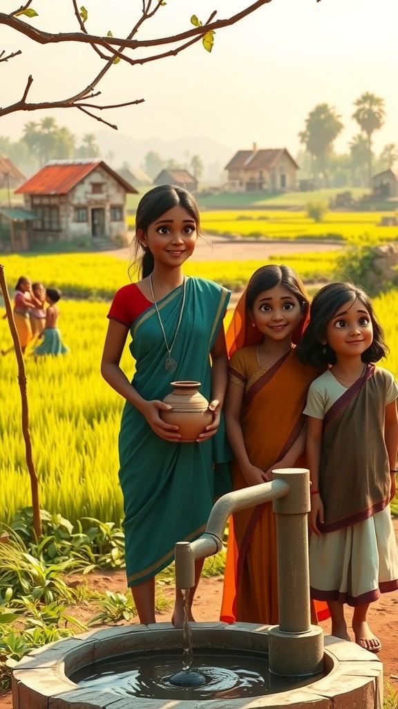 गांव की खुशियाँ: बच्चों का खेल और दूधिया की सेवा