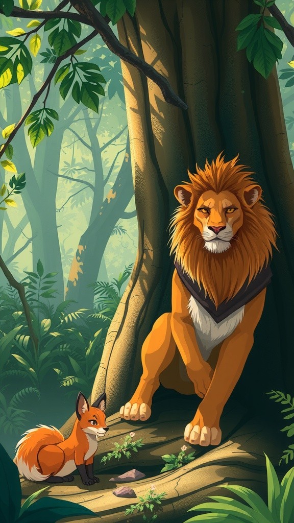 बुद्धि और घमंड: लोमड़ी और शेर की कहानी