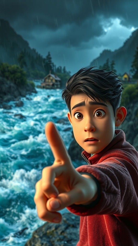 Goku Rescues His Son from the Flood