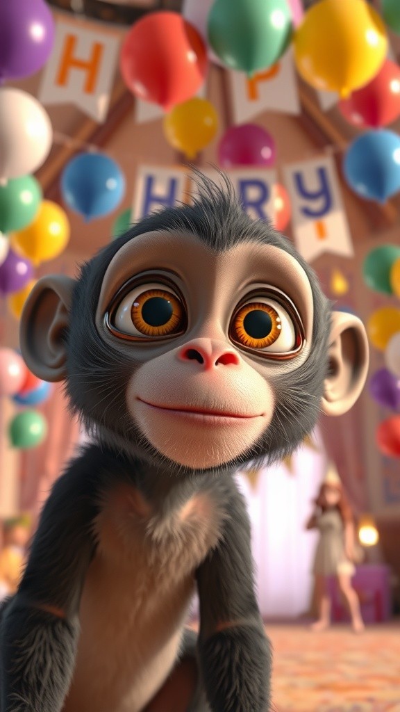 A Heartwarming Birthday Adventure: The Cute Monkey's Cake Journey