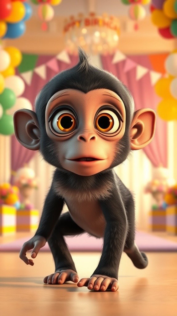 A Charming Arrival: The Baby Monkey's Birthday Adventure
