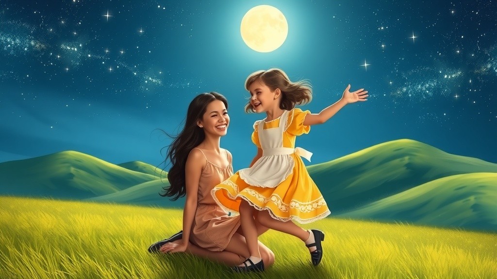 Sisters Enjoying the Starry Night in the Mountains