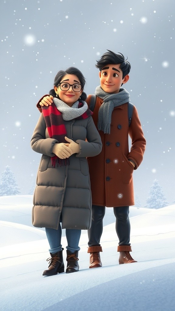 माँ का अपने बेटे की ठंड से रक्षा करना