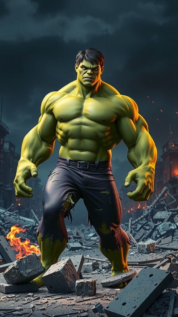 HULK vs. FUTURISTIC ROBOTS: EPIC SHOWDOWN IN A RUINED CITY