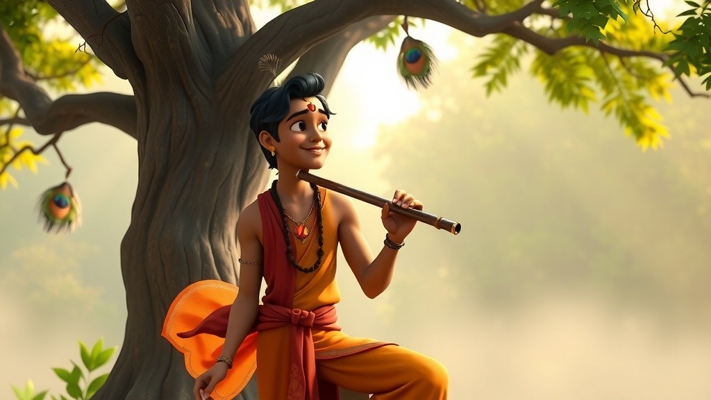 कृष्ण लीला: राधा के साथ संगीत में