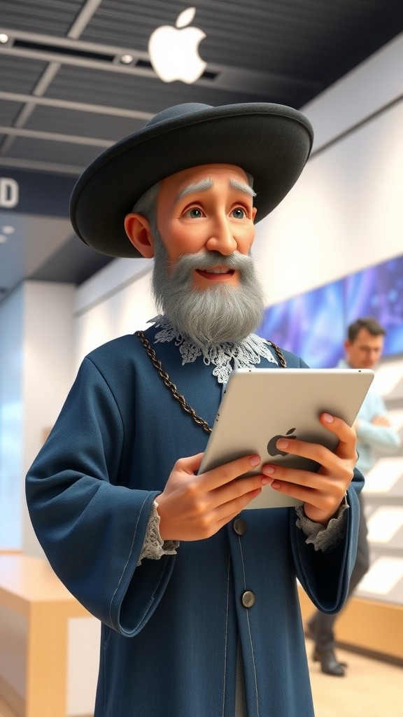 Confused Grandpa Mistakes Etch A Sketch for iPad