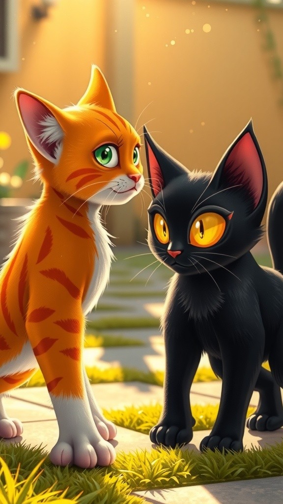 Cats' Fight Ends with a Hug and Dinner