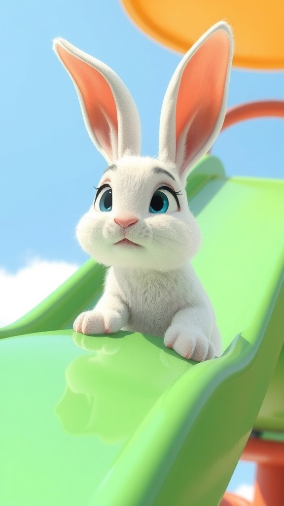 The Determined Rabbit on the Slide