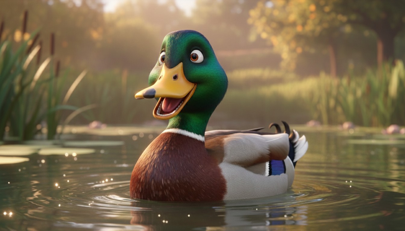 Duck's Joyful Day at the Pond