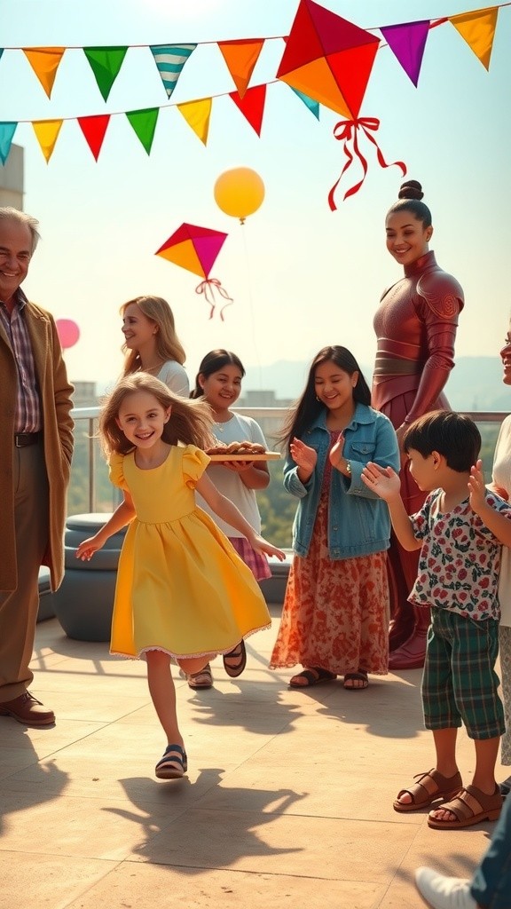 Kite Flying Fun: Christian and Srivastava Families Celebrate on Rooftop