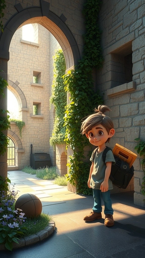 Awakening in the Ruins: A Cat's Gentle Journey