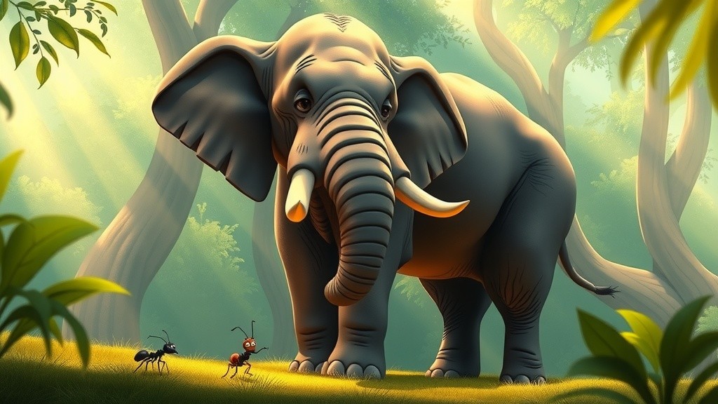 The Arrogant Elephant and the Little Ant