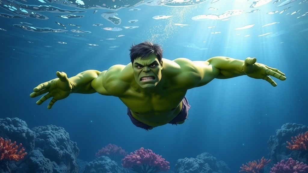 Beneath the Waves: Hulk's Peaceful Underwater Journey