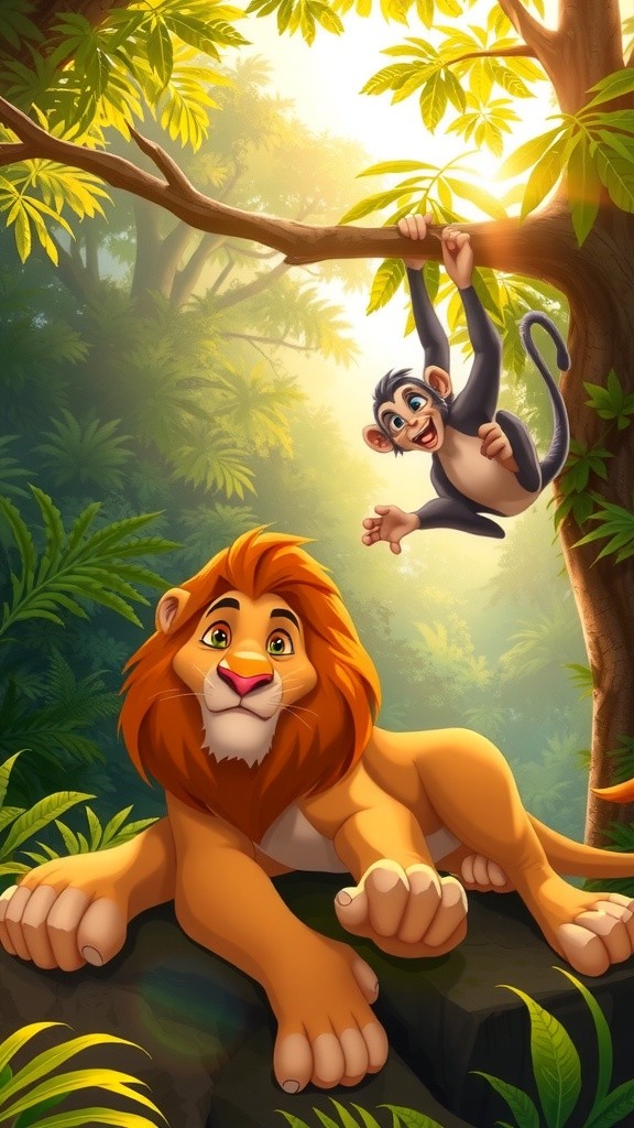 मौज-मस्ती और दोस्ती: शेर और बंदर