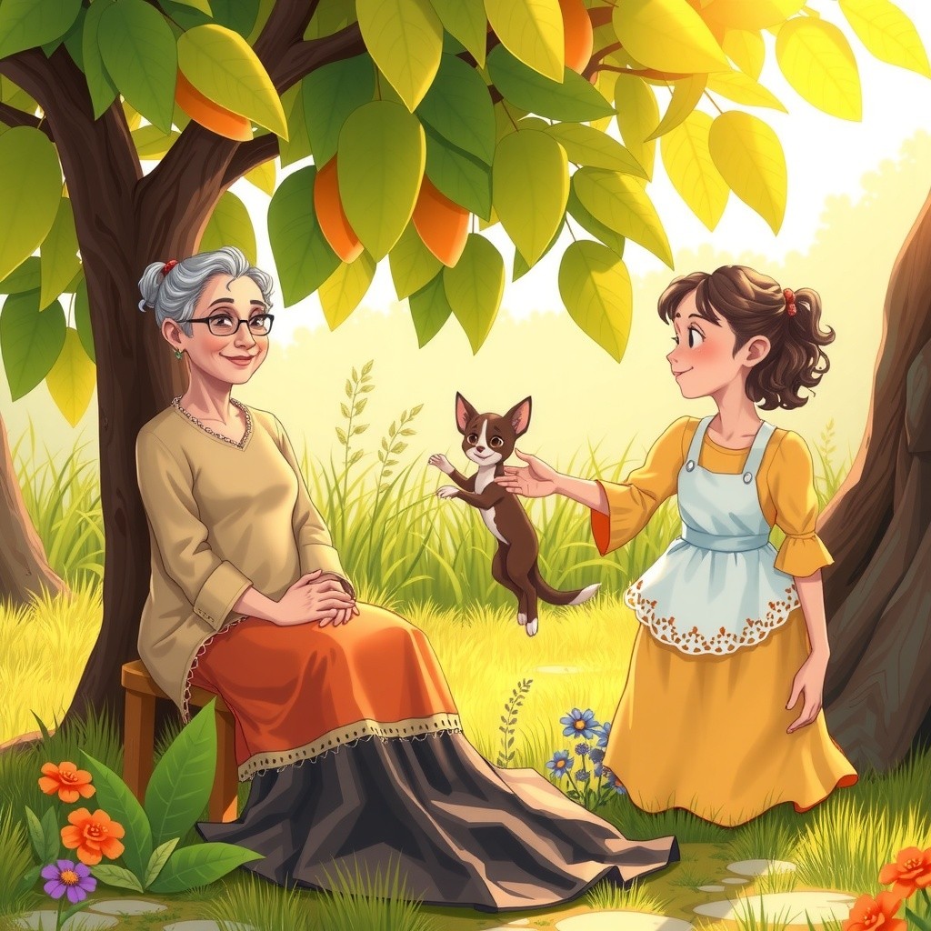 रंगों के साथ खेल: दादी मां, नन्ही नंदनी और चंचल बंदर