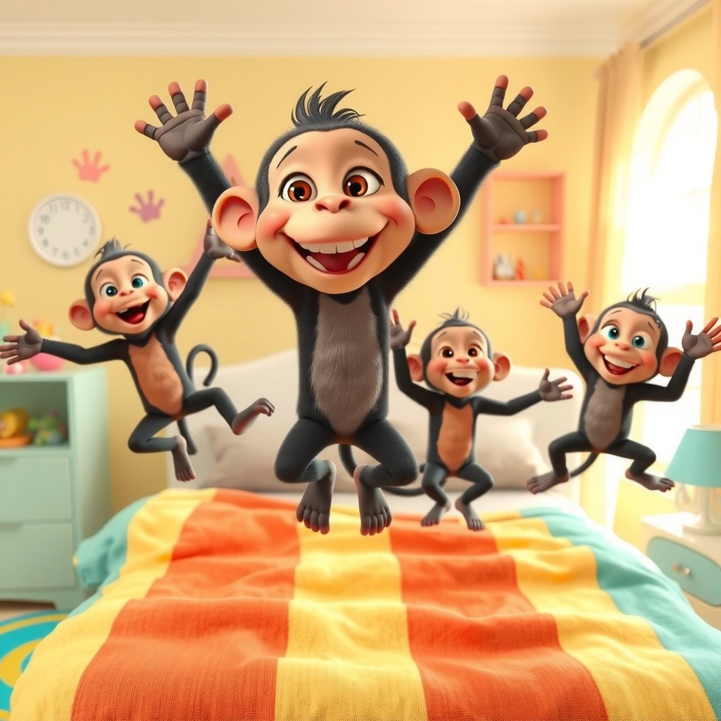 Five Little Monkeys Jumping on the Bed - A Fun Nursery Rhyme