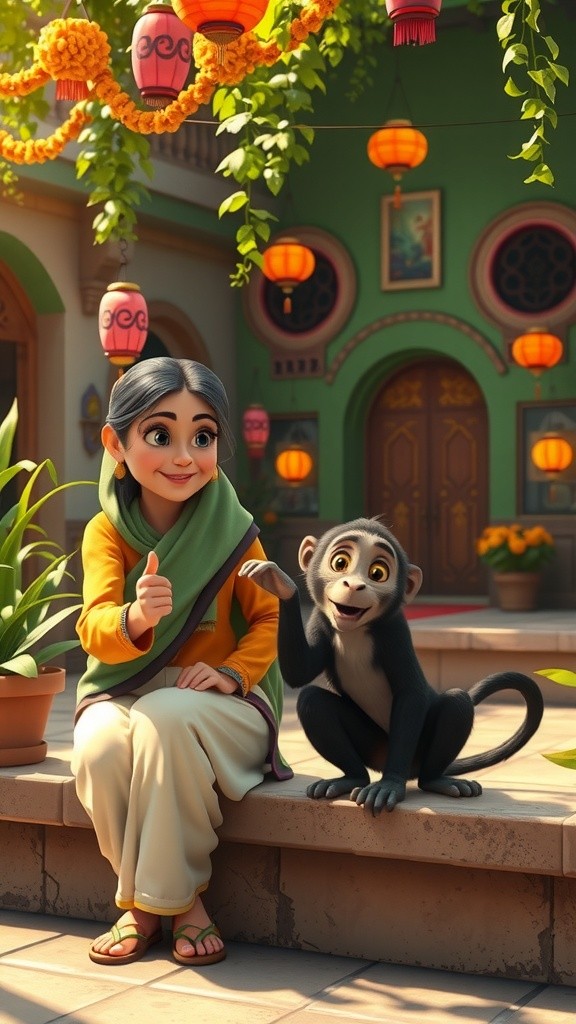 Magical Ice Cream Adventure with an Old Woman and a Monkey